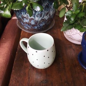 Mint green polka dot mug